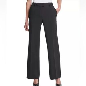 DKNY Women's Black Solid High Rise Wide Leg Career Pants Size 8
